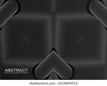 Schwarzes abstraktes Hintergrunddesign. Moderne Linienmuster (Guilloche-Kurven) in einfarbigen Farben. Premium-Textur für Banner, Business-Hintergründe. Dunkle horizontale Vektorvorlage.