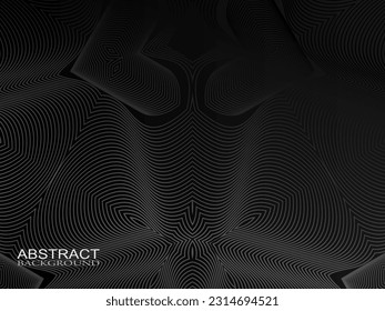 Schwarzes abstraktes Hintergrunddesign. Moderne Linienmuster (Guilloche-Kurven) in einfarbigen Farben. Premium-Textur für Banner, Business-Hintergründe. Dunkle horizontale Vektorvorlage.