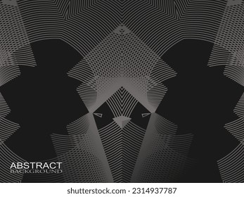Black abstract background design. Modern wavy lines pattern (guilloche curves) in monochrome colors. Premium line texture for banners, business backgrounds. Dark horizontal vector template.