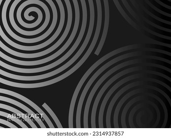 Black abstract background design. Modern wavy lines pattern (guilloche curves) in monochrome colors. Premium line texture for banners, business backgrounds. Dark horizontal vector template.