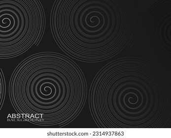 Black abstract background design. Modern wavy lines pattern (guilloche curves) in monochrome colors. Premium line texture for banners, business backgrounds. Dark horizontal vector template.