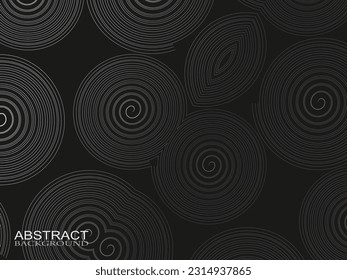 Black abstract background design. Modern wavy lines pattern (guilloche curves) in monochrome colors. Premium line texture for banners, business backgrounds. Dark horizontal vector template.
