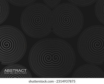 Black abstract background design. Modern wavy lines pattern (guilloche curves) in monochrome colors. Premium line texture for banners, business backgrounds. Dark horizontal vector template.