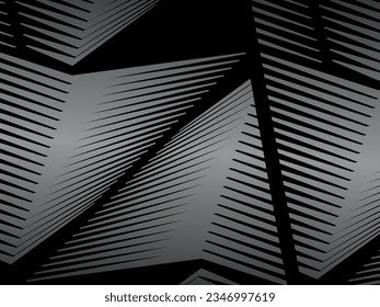 Schwarzes abstraktes Hintergrunddesign. Moderne Linienmuster (Guilloche-Kurven) in einfarbigen Farben. Premium-Textur für Banner, Banner, Business-Hintergründe. Dunkle horizontale Vektorvorlage.
