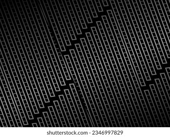 Diseño de fondo abstracto negro. Patrón de líneas onduladas modernas (curvas guilloches) en colores monocromos. Textura de línea premium para banners, banners, fondos empresariales. Plantilla de vector horizontal oscuro.