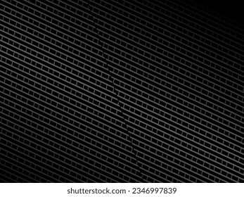 Diseño de fondo abstracto negro. Patrón de líneas onduladas modernas (curvas guilloches) en colores monocromos. Textura de línea premium para banners, banners, fondos empresariales. Plantilla de vector horizontal oscuro.