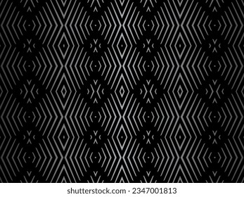 Black abstract background design. Modern wavy lines pattern (guilloche curves) in monochrome colors. Premium line texture for banners, banners, business backgrounds. Dark horizontal vector template.