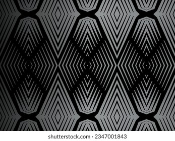 Schwarzes abstraktes Hintergrunddesign. Moderne Linienmuster (Guilloche-Kurven) in einfarbigen Farben. Premium-Textur für Banner, Banner, Business-Hintergründe. Dunkle horizontale Vektorvorlage.