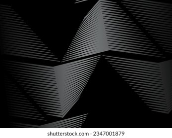 Black abstract background design. Modern wavy lines pattern (guilloche curves) in monochrome colors. Premium line texture for banners, banners, business backgrounds. Dark horizontal vector template.