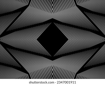 Black abstract background design. Modern wavy lines pattern (guilloche curves) in monochrome colors. Premium line texture for banners, banners, business backgrounds. Dark horizontal vector template.