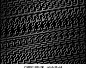 Black abstract background design. Modern wavy lines (guilloche curves) pattern in monochrome colors. Premium line texture for banner, business background. Dark horizontal vector template.