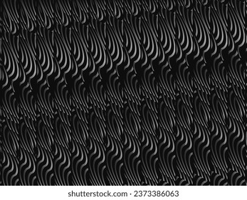 Black abstract background design. Modern wavy lines (guilloche curves) pattern in monochrome colors. Premium line texture for banner, business background. Dark horizontal vector template.
