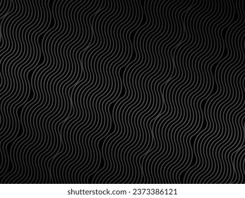 Diseño de fondo abstracto negro. Patrón de líneas onduladas modernas (curvas guilloches) en colores monocromos. Textura de línea premium para banner, fondo de negocio. Plantilla de vector horizontal oscuro.