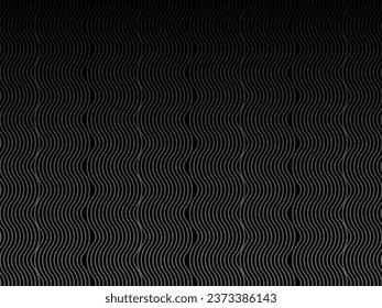 Diseño de fondo abstracto negro. Patrón de líneas onduladas modernas (curvas guilloches) en colores monocromos. Textura de línea premium para banner, fondo de negocio. Plantilla de vector horizontal oscuro.