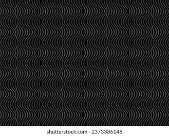 Black abstract background design. Modern wavy lines (guilloche curves) pattern in monochrome colors. Premium line texture for banner, business background. Dark horizontal vector template.