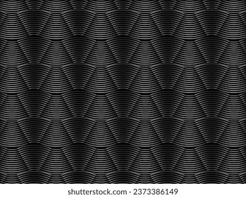 Schwarzes abstraktes Hintergrunddesign. Moderne Linienführung (Guilloche-Kurven) in einfarbigen Farben. Premium-Textur für Banner, Business-Hintergrund. Dunkle horizontale Vektorvorlage.