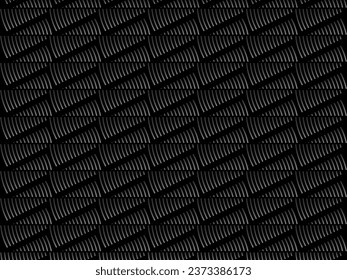 Black abstract background design. Modern wavy lines (guilloche curves) pattern in monochrome colors. Premium line texture for banner, business background. Dark horizontal vector template.
