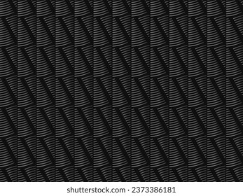 Diseño de fondo abstracto negro. Patrón de líneas onduladas modernas (curvas guilloches) en colores monocromos. Textura de línea premium para banner, fondo de negocio. Plantilla de vector horizontal oscuro.