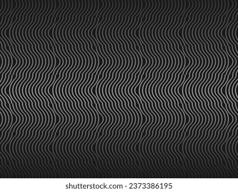 Diseño de fondo abstracto negro. Patrón de líneas onduladas modernas (curvas guilloches) en colores monocromos. Textura de línea premium para banner, fondo de negocio. Plantilla de vector horizontal oscuro.