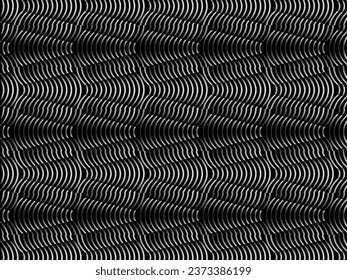 Diseño de fondo abstracto negro. Patrón de líneas onduladas modernas (curvas guilloches) en colores monocromos. Textura de línea premium para banner, fondo de negocio. Plantilla de vector horizontal oscuro.