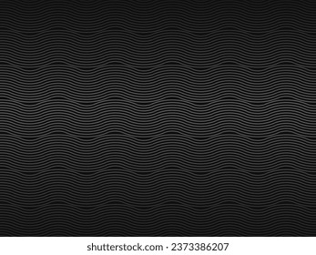 Black abstract background design. Modern wavy lines (guilloche curves) pattern in monochrome colors. Premium line texture for banner, business background. Dark horizontal vector template.
