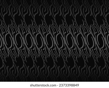 Black abstract background design. Modern wavy lines (guilloche curves) pattern in monochrome colors. Premium line texture for banner, business background. Dark horizontal vector template.