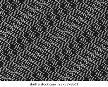Black abstract background design. Modern wavy lines (guilloche curves) pattern in monochrome colors. Premium line texture for banner, business background. Dark horizontal vector template.