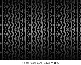 Diseño de fondo abstracto negro. Patrón de líneas onduladas modernas (curvas guilloches) en colores monocromos. Textura de línea premium para banner, fondo de negocio. Plantilla de vector horizontal oscuro.