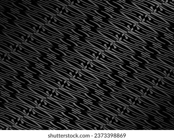 Black abstract background design. Modern wavy lines (guilloche curves) pattern in monochrome colors. Premium line texture for banner, business background. Dark horizontal vector template.