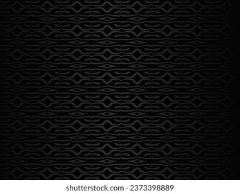 Black abstract background design. Modern wavy lines (guilloche curves) pattern in monochrome colors. Premium line texture for banner, business background. Dark horizontal vector template.