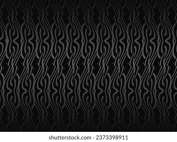Diseño de fondo abstracto negro. Patrón de líneas onduladas modernas (curvas guilloches) en colores monocromos. Textura de línea premium para banner, fondo de negocio. Plantilla de vector horizontal oscuro.
