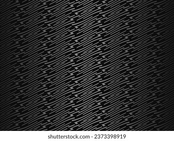 Black abstract background design. Modern wavy lines (guilloche curves) pattern in monochrome colors. Premium line texture for banner, business background. Dark horizontal vector template.