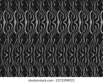 Black abstract background design. Modern wavy lines (guilloche curves) pattern in monochrome colors. Premium line texture for banner, business background. Dark horizontal vector template.