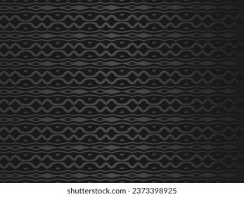 Black abstract background design. Modern wavy lines (guilloche curves) pattern in monochrome colors. Premium line texture for banner, business background. Dark horizontal vector template.
