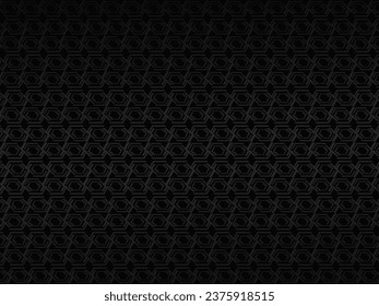 Black abstract background design. Modern ornament metal background. Premium line texture for banner, business background. Dark horizontal vector template.