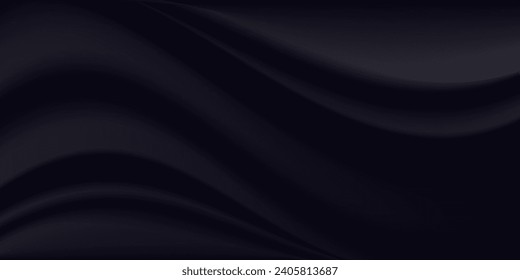 Black abstract background design. Modern wavy line pattern (guilloche curves) in monochrome colors. Premium stripe texture for banner, business backdrop. Dark horizontal vector template modern