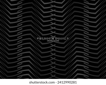 Black abstract background design. Modern wavy lines pattern in monochrome colors. Premium line texture for banner, business card, business background. Dark horizontal vector template.