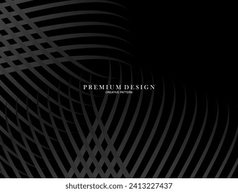 Diseño de fondo abstracto negro. Patrón de líneas onduladas modernas en colores monocromos. Textura de línea premium para banner, tarjeta de visita, fondo de negocio. Plantilla de vector horizontal oscuro.