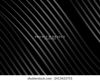 Black abstract background design. Modern wavy lines pattern in monochrome colors. Premium line texture for banner, business card, business background. Dark horizontal vector template.