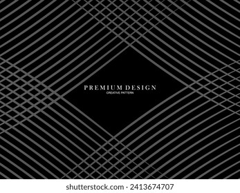 Black abstract background design. Modern wavy lines pattern in monochrome colors. Premium line texture for banner, business card, business background. Dark horizontal vector template.