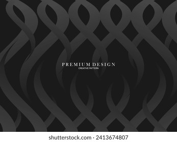 Black abstract background design. Modern wavy lines pattern in monochrome colors. Premium line texture for banner, business card, business background. Dark horizontal vector template.