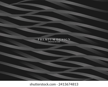 Schwarzes abstraktes Hintergrunddesign. Moderne Linienmuster in einfarbigen Farben. Premium-Textur für Banner, Visitenkarte, Business-Hintergrund. Dunkle horizontale Vektorvorlage.