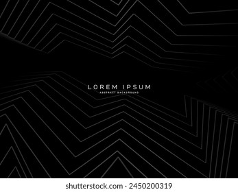 Black abstract background design. Modern pattern in monochrome colors. Premium line texture for banner, business background. Dark vector template.