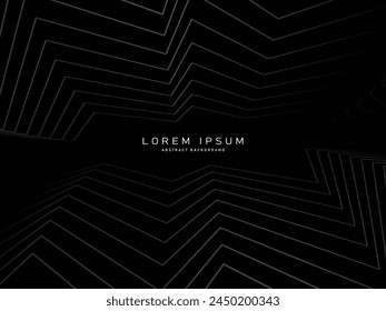 Black abstract background design. Modern pattern in monochrome colors. Premium line texture for banner, business background. Dark vector template.