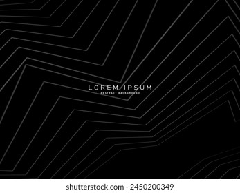 Schwarzes abstraktes Hintergrunddesign. Modernes Muster in monochromen Farben. Premium-Linienstruktur für Banner, Geschäftshintergrund. Dunkle Vektorgrafik Vorlage.