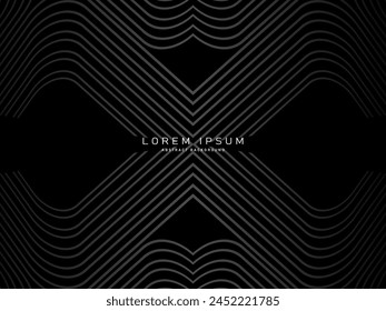 Diseño de fondo abstracto negro. Patrón moderno en colores monocromos. Textura de la línea de Premium para el Anuncio, fondo del negocio. Plantilla de Vector oscuro.	
