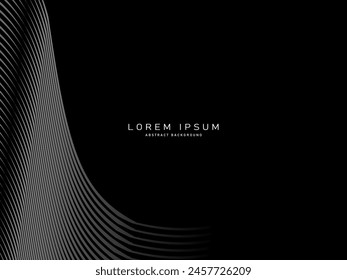 Black abstract background design. Modern pattern in monochrome colors. Premium line texture for banner, business background.