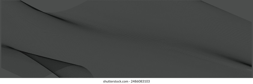 Diseño de fondo abstracto negro. Patrón moderno de líneas onduladas (curvas de guilloche) en colores monocromos. Textura de la raya de Premium para el Anuncio, telón de fondo del negocio. Plantilla de Vector Horizontal oscuro