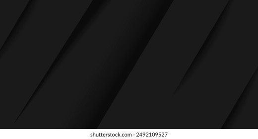 Schwarzes abstraktes Hintergrunddesign. Modernes Wellenlinienmuster (Guilloche-Kurven) in monochromen Farben. Premium-Streifen-Textur für Banner, Business-Hintergrund. Dunkle Horizontale Vektorgrafik Vorlage