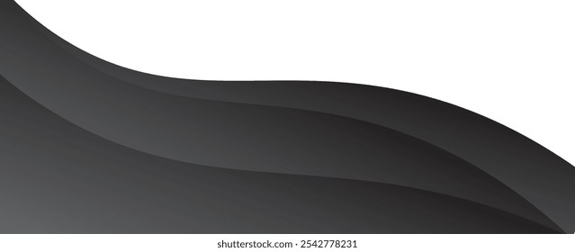 Diseño de fondo abstracto negro. Moderno patrón de línea ondulada (curvas guilloché) en colores monocromos. Textura de la raya de Premium para el Anuncio, fondo del negocio. Vector Horizontal oscuro